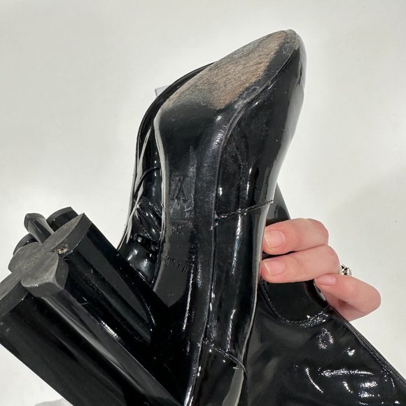 Louis Vuitton Boots Women Size 39 Black Patent Silhouette Ankle Booties Zip - Picture 14 of 16